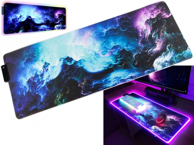 Herná podložka pod myš s LED RGB osvetlením