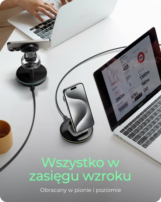Bezdrôtová nabíjacia stanica 3v1 pre smartfóny a slúchadlá