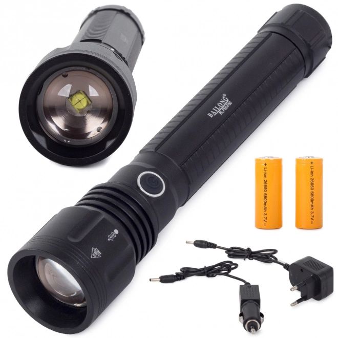 Taktická baterka Bailong s LED Cree XHP50 a zoomom