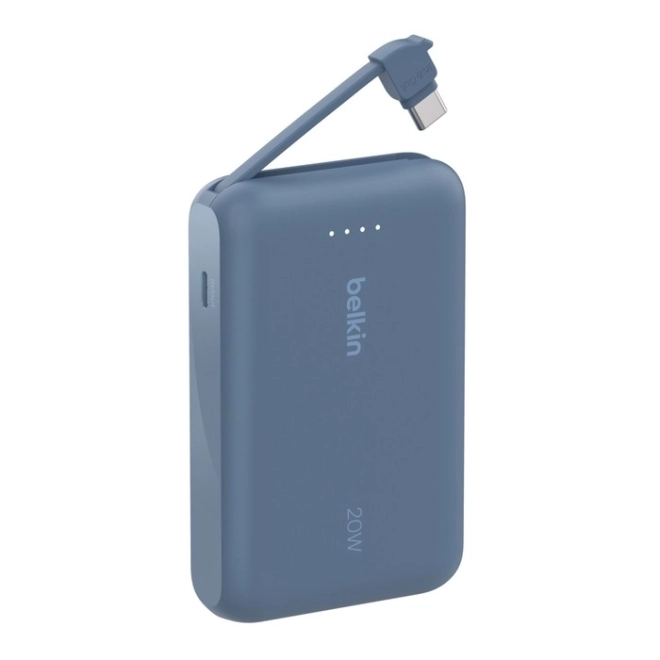 PowerBank BoostCharge 10 000 mAh s integrovaným káblom-C a portom-C modrý