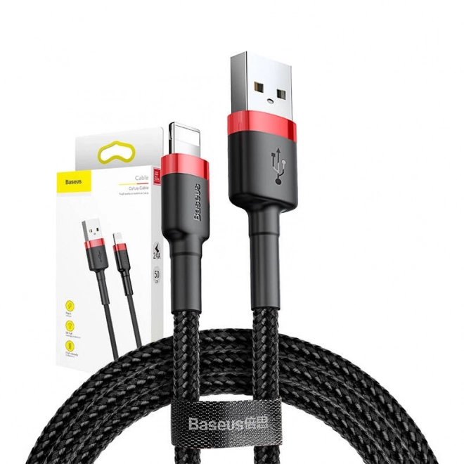 Baseus Cafule USB Lightning Kábel 2,4A 0,5m červeno-čierny