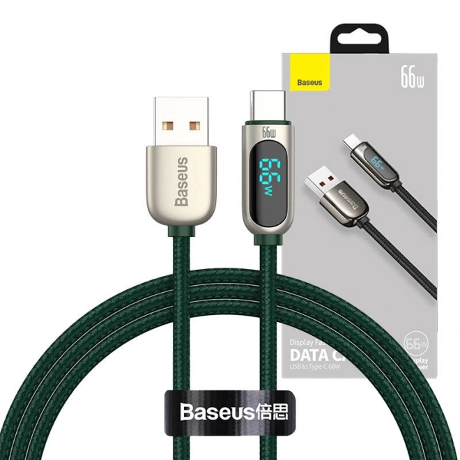 Baseus Kábel s displejom USB na Type-C, 66W, 1m (zelená)