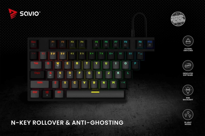 Mechanická RGB klávesnica Savio Tempest X2 s prepínačmi Outemu Blue