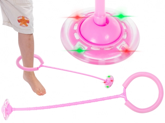 Hula hop na nohu skákacia lopta LED ružová