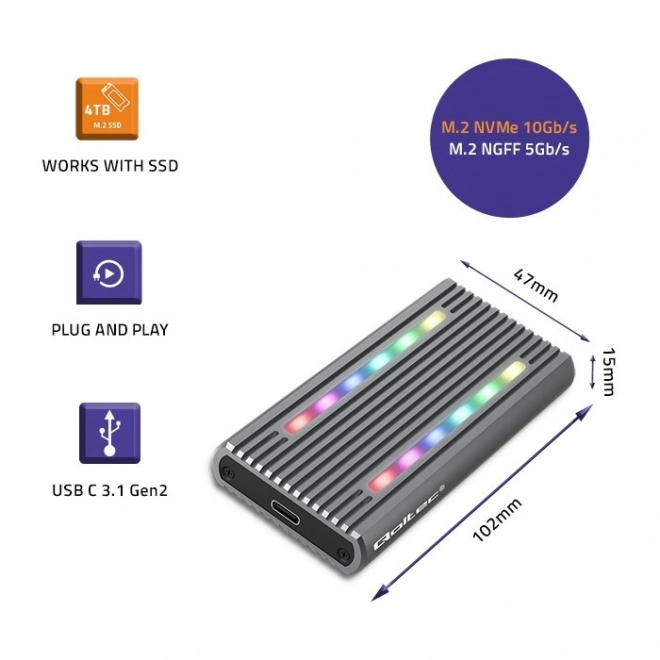 Kryt na disk m.2 SSD s RGB LED
