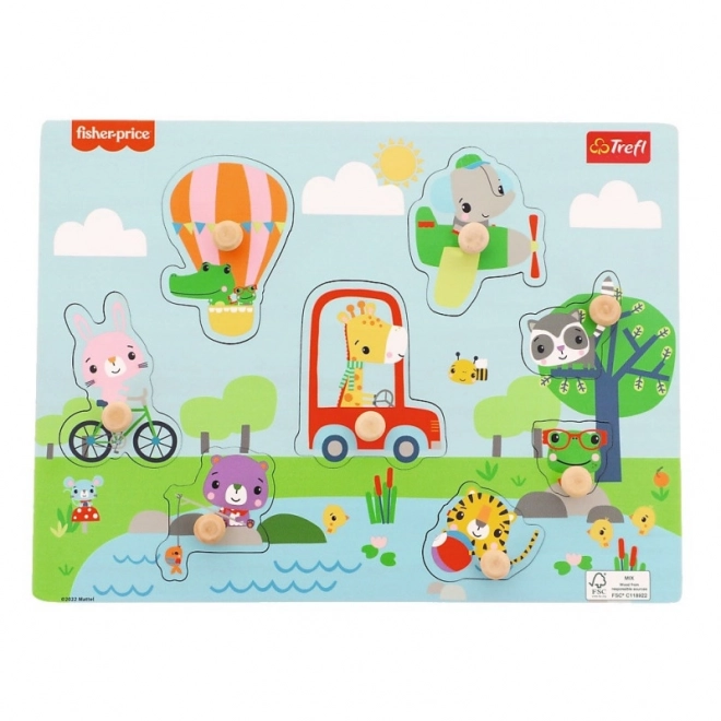 Drevené puzzle medium Fisher Price Zvieratká 8 dielov