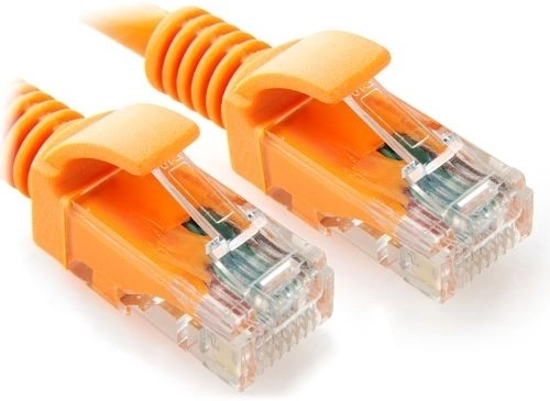 Sieťový patch kábel cat 5e UTP 0,5 m, oranžový, s liatymi krytkami