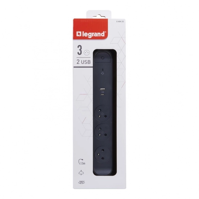 Predlžovací kábel s USB A/C 1,5m čierny