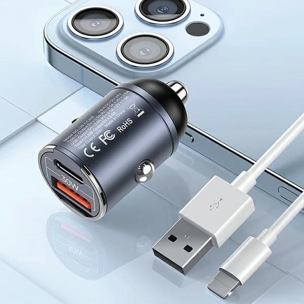 Autonabíjačka 30W 1xUSB+1xUSB-C Fast Charge