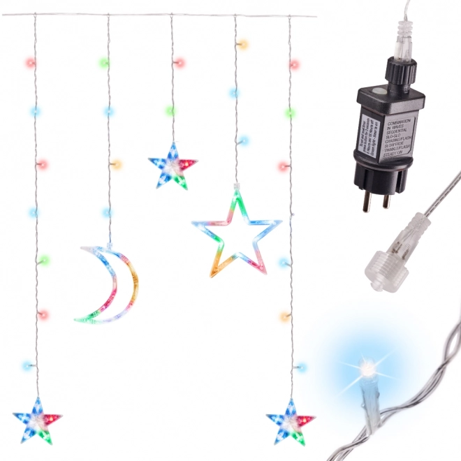 Farebný záves LED s hviezdičkami a nechtíkmi - 2,5 m, 138 LED diód