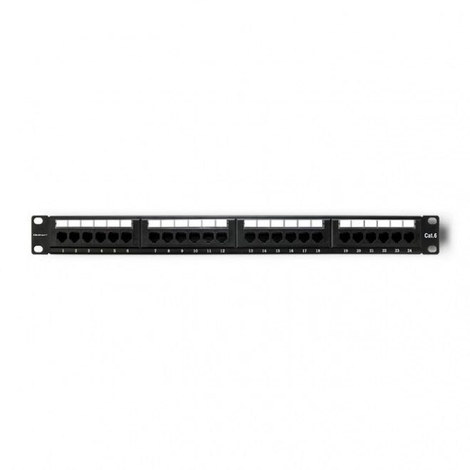 Patch panel rack 24 portov kat.6 UTP čierny