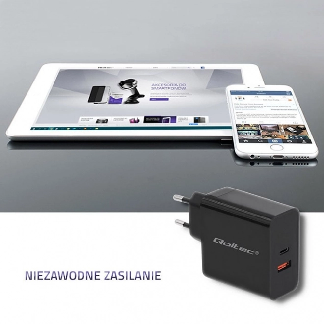 Nabíjačka Qoltec 63W s Power Delivery a Quick Charge