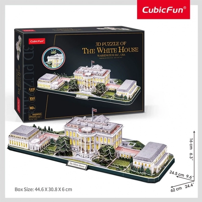 Puzzle 3D LED Biely dom