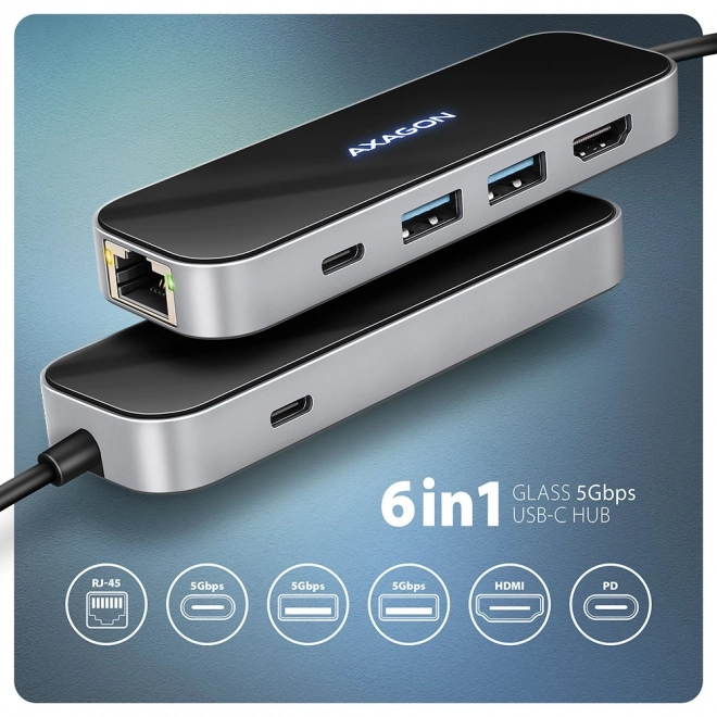 USB-C hub 6v1 s HDMI 4K a PD 100W