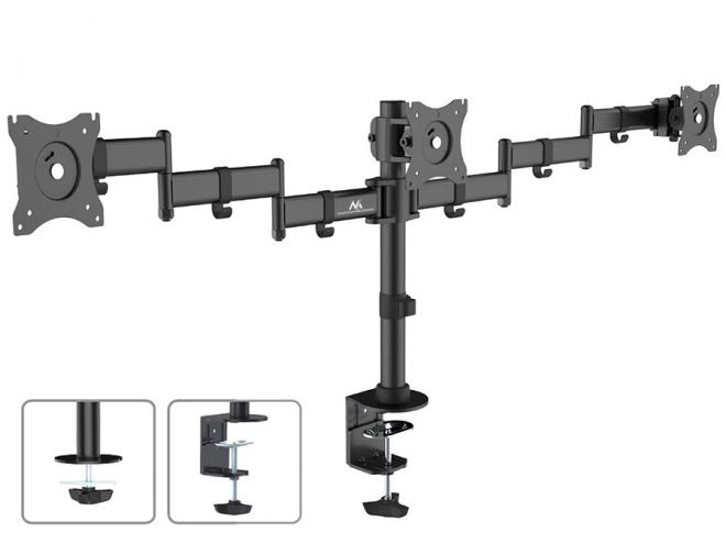Stolový držiak na 3 LCD monitory s dvojitými ramenami