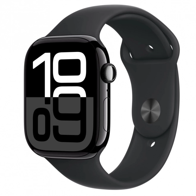 Apple Watch Série 10 GPS s onyxovým hliníkovým puzdrom a čiernym športovým náramkom - veľkosť M/L