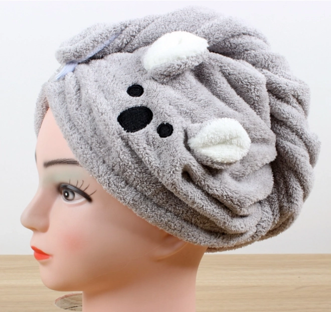 Superabsorpčný uterák na vlasy, turban na vlasy - sivý