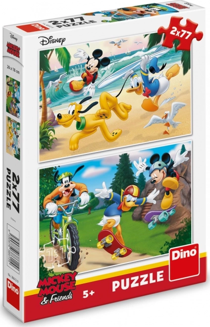 Detské puzzle Mickey športuje 2x77 dielikov