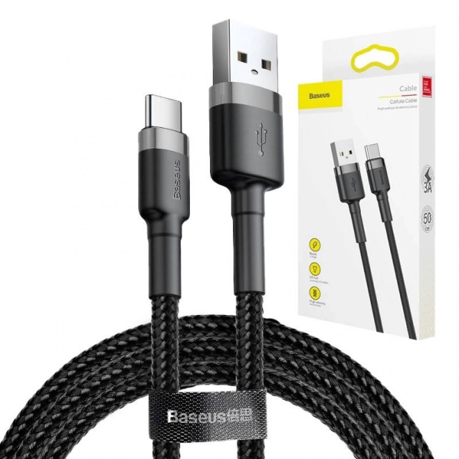 Kábel Baseus Cafule USB-C 2A 3m (čierno-šedý)