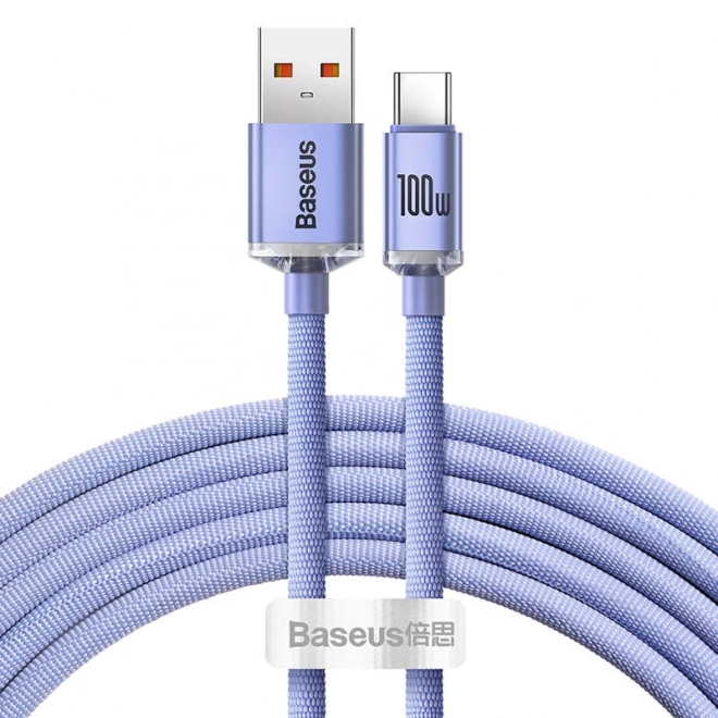 Baseus Crystal Shine kábel USB na USB-C 1,2 m fialový