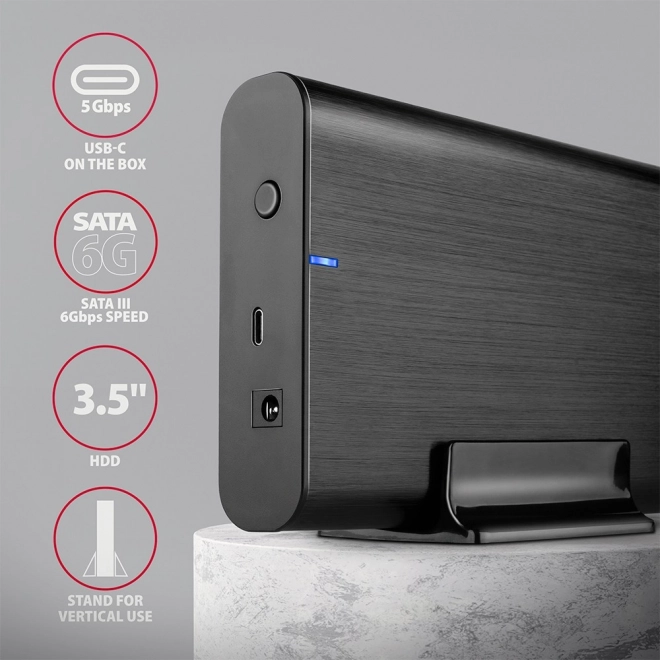 Hliníkový kryt na externý disk USB-C 5Gbps pre 3,5'' SATA