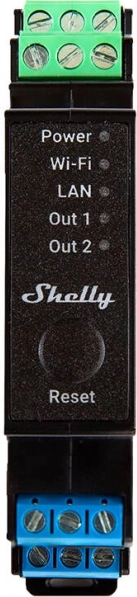 Shelly Pro 2PM dvojkanálové relé na DIN lištu s WiFi/LAN a meraním výkonu