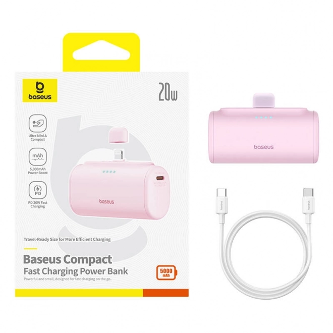 Kompaktná powerbanka Baseus 5000mAh 20W ružová