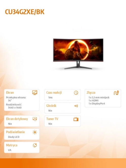 Zakrivený monitor 34 palcov VA 144Hz