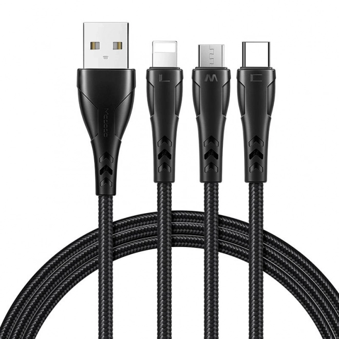 Kábel 3v1 USB na USB-C / Lightning / Micro USB