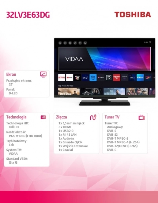 LED televízor 32 palcov TOSHIBA