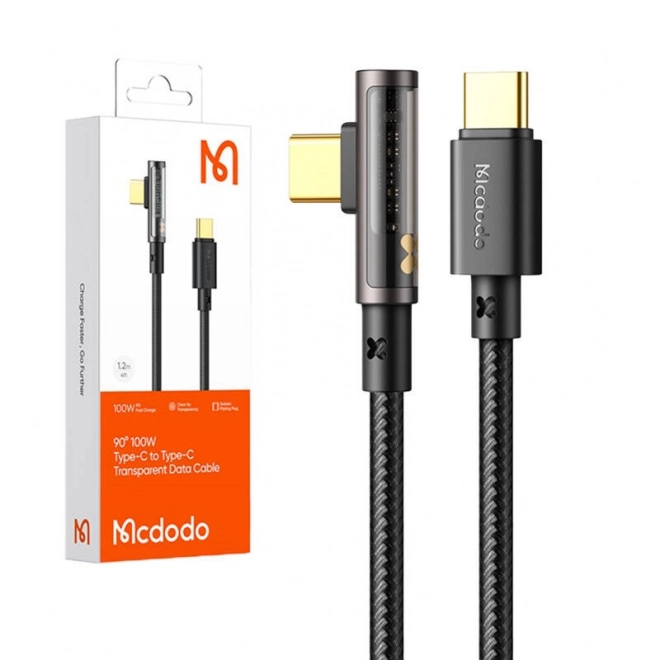 USB-C na USB-C 90 stupňový kábel Mcdodo 100W 1.2m čierny