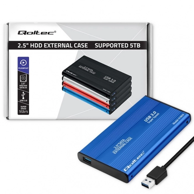 Externé puzdro na HDD/SSD 2.5" SATA3 USB 3.0 Modré