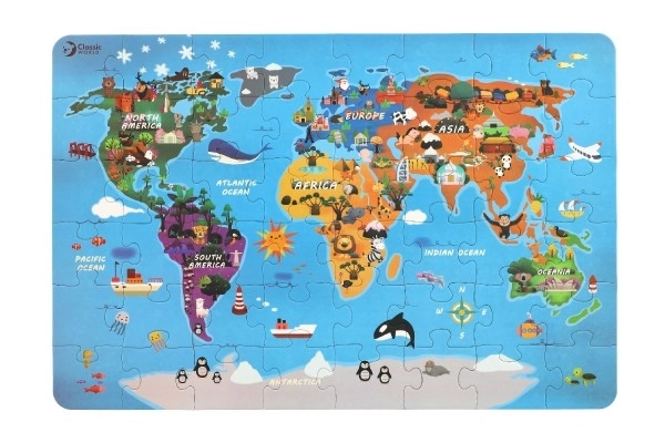 Puzzle Mapa sveta 38x57 cm, 48 dielikov