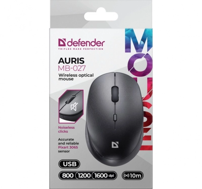 Bezdrôtová myš AURIS MB-027 800/1200/1600 DPI – Čierna