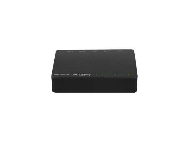 Prepínač LANBERG DSP2-1005 5x 1Gb/s Neriadený Gigabit Ethernet Desktop 12V
