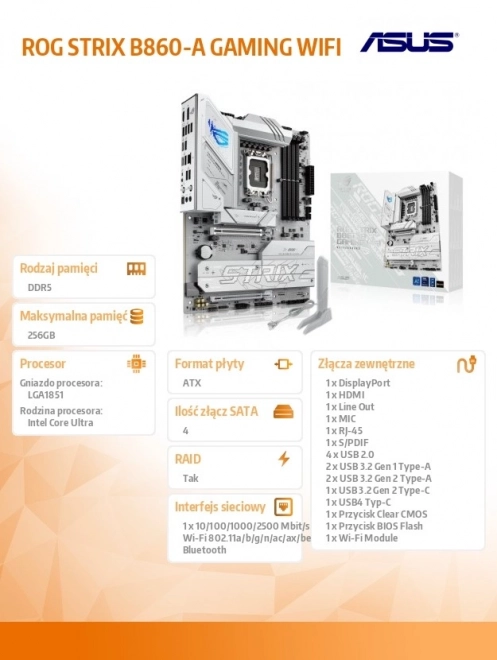 Predstihová základná doska ROG Strix B860-A Gaming WiFi