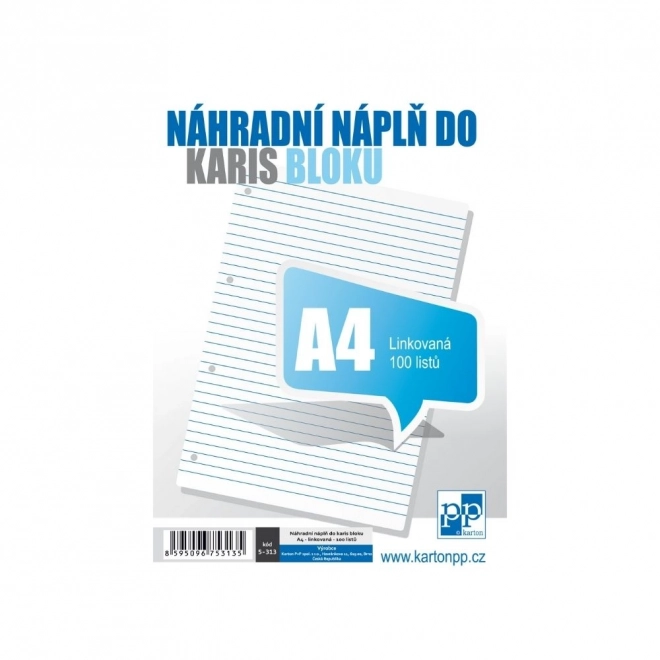 Náhradná náplň do kroužkového bloku A4 - Linka