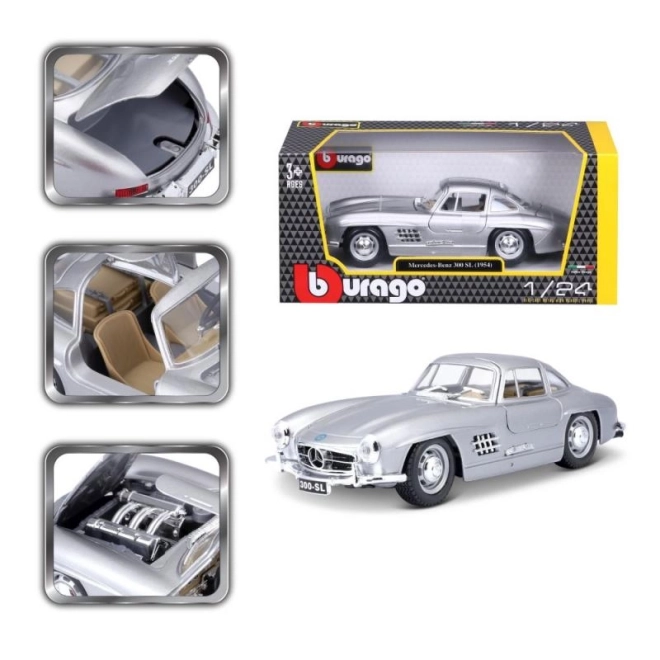 Bburago 1:24 Mercedes Benz 300SL strieborný 18-22023