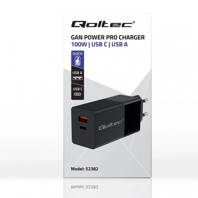Čierna nabíjačka GaN Power Pro s USB-C a USB