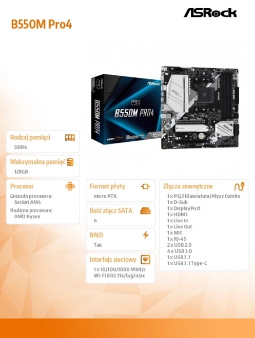 Plynová doska AM4 ASROCK B550M Pro4