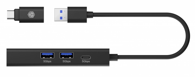 Hub 4v1 s LAN, 1x USB-C, 2x USB-A, 1x LAN