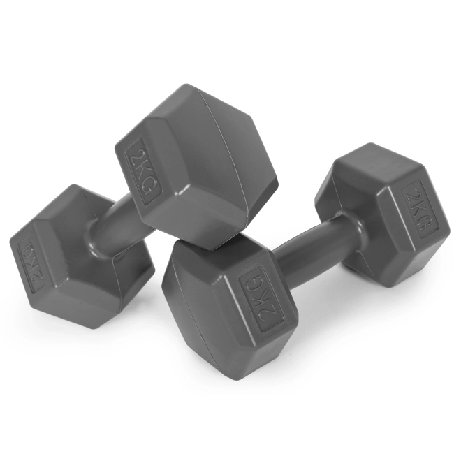 Hexagonálne činky ModernHome 2x2 kg šedé