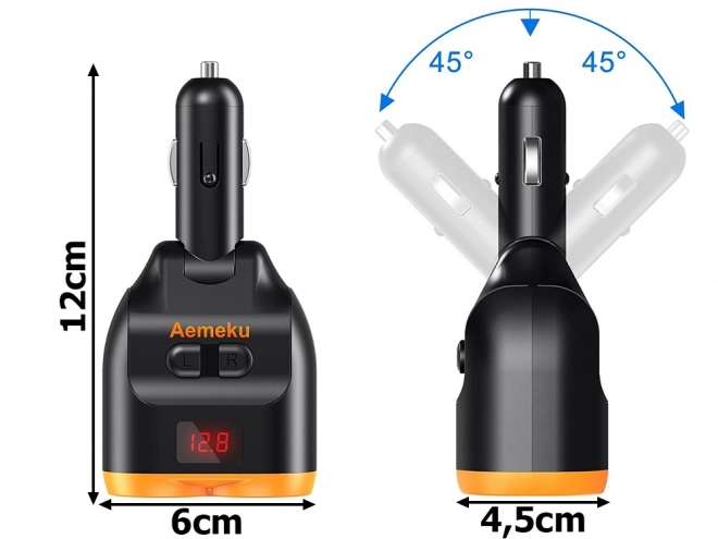 Rýchlo nabíjajúci rozdvojka do auta s dvomi USB-A a jedným USB-C portom