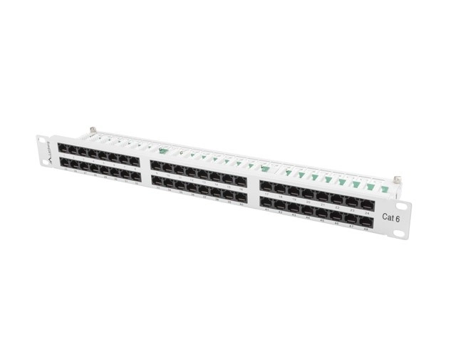 Patch panel 48 portov 1U kat.6 sivý