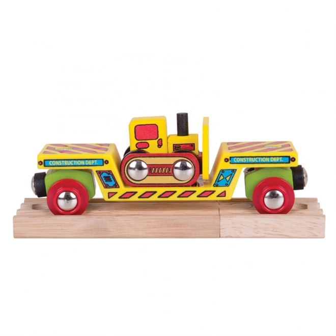 Bigjigs Rail vagón s buldozérom + 2 koľaje