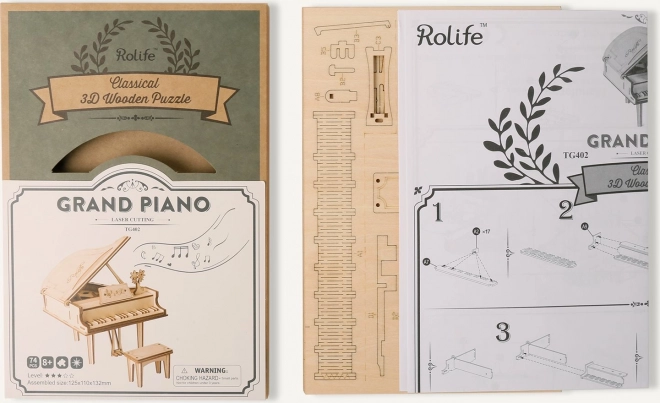 RoboTime drevené 3D puzzle Veľké piano