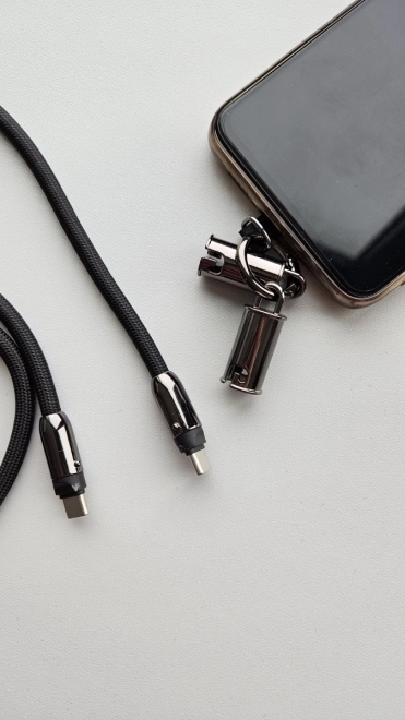 Kabel a šnúrka 2v1 USB C 1m čierny