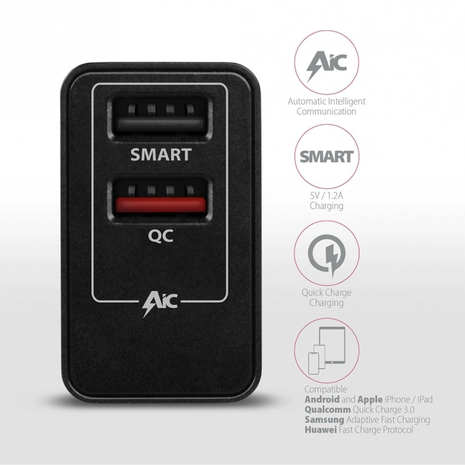 Rýchlonabíjačka 24W s dvoma USB portami a technológiou Quick Charge 3.0