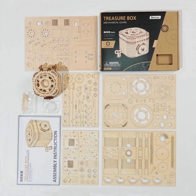 RoboTime 3D drevené mechanické puzzle Šperkovnica