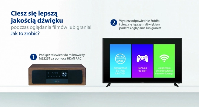 Mikroveža all-in-one s Bluetooth, HDMI ARC a optickým vstupom